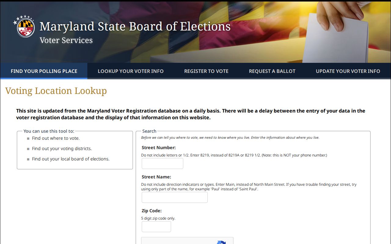 Milford Mill voter registration polling-place address search